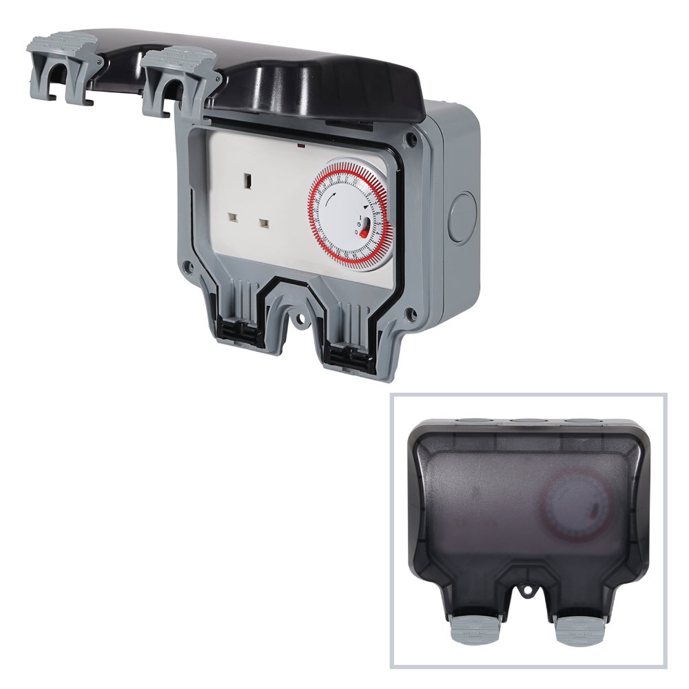 Masterplug IP66 13A Timer Socket (WP23TM24) Masterplug IP66 Outdoor 13A Timer Socket with 24 Hour Timer (WP23TM24) - Image 1