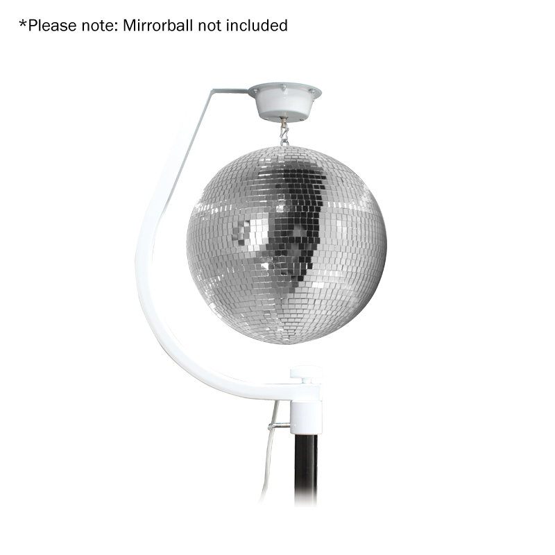 Equinox Curve Mirror Ball Hanging Bracket up to 30cm Equinox Curve Motorised Mirror Ball Bracket for Balls up to 30cm, White - Image 1