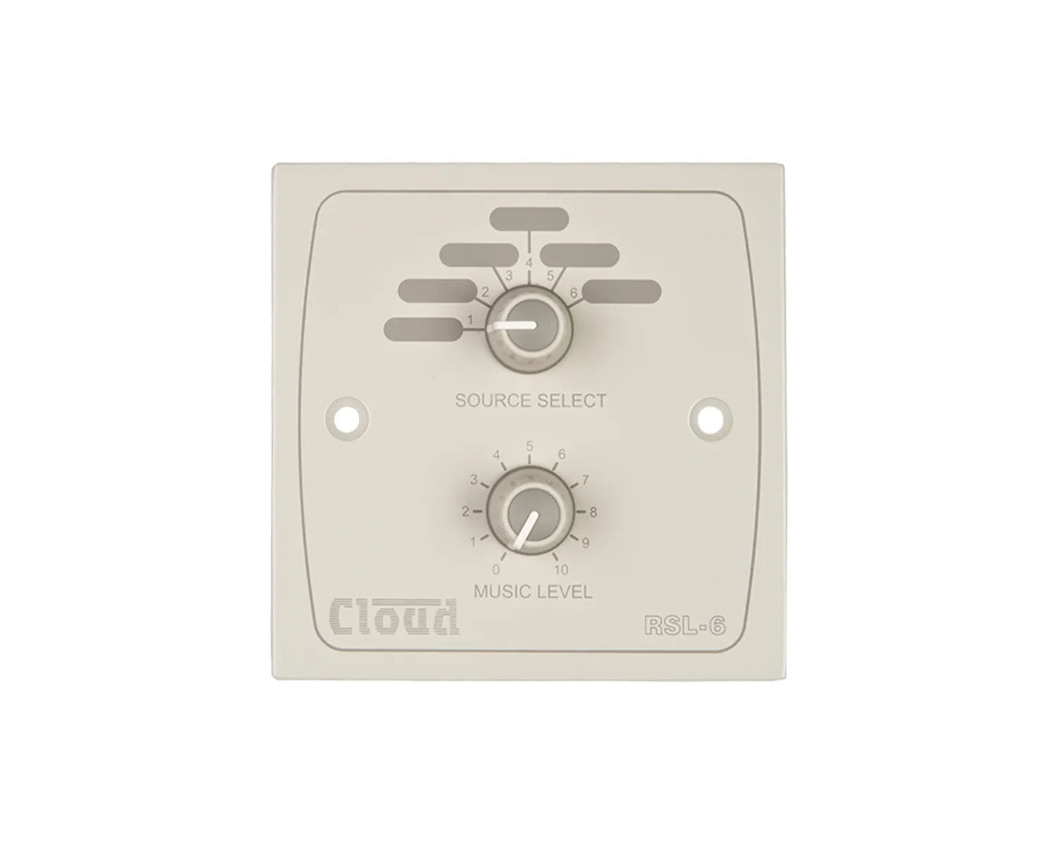 Cloud RSL-6W 6-Source Select and Volume Wall Plate White