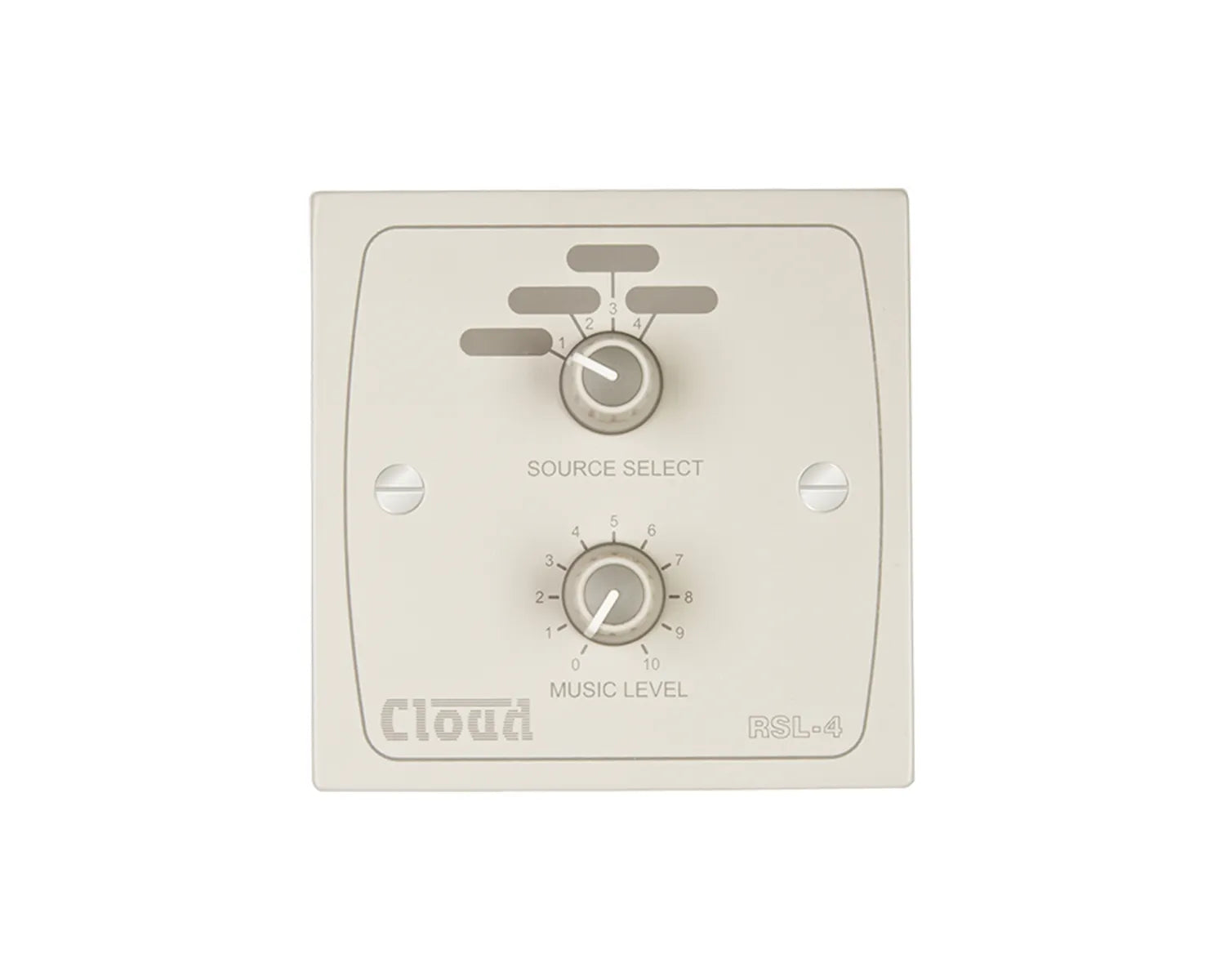 Cloud RSL-4W 4-Source Select and Volume Wall Plate White