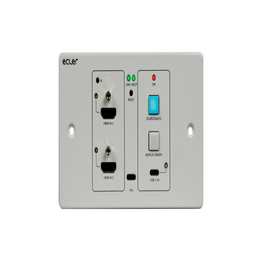Ecler VEO-XWT44E 4K HDMI wall-plate transmitter with 2 HDMI IN, and 1 USB-C IN Ecler VEO-XWT44E 4K HDMI Wall-Plate Transmitter 2x HDMI and USB-C - Image 1