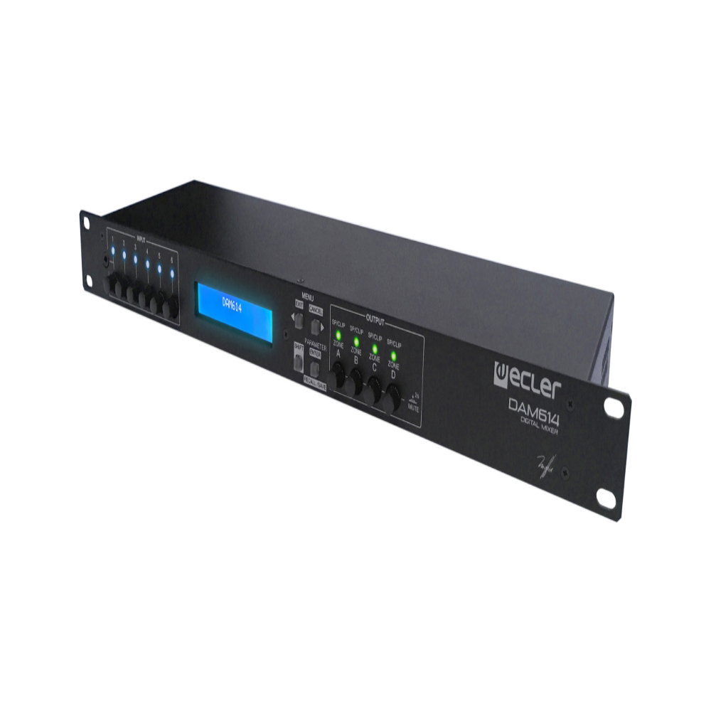 Ecler DAM614 6 input / 4 Zone Programmable Digital Rack Mixer / Zone Controller Ecler DAM614 6-Input 4-Zone Digital Zone Mixer - Image 1