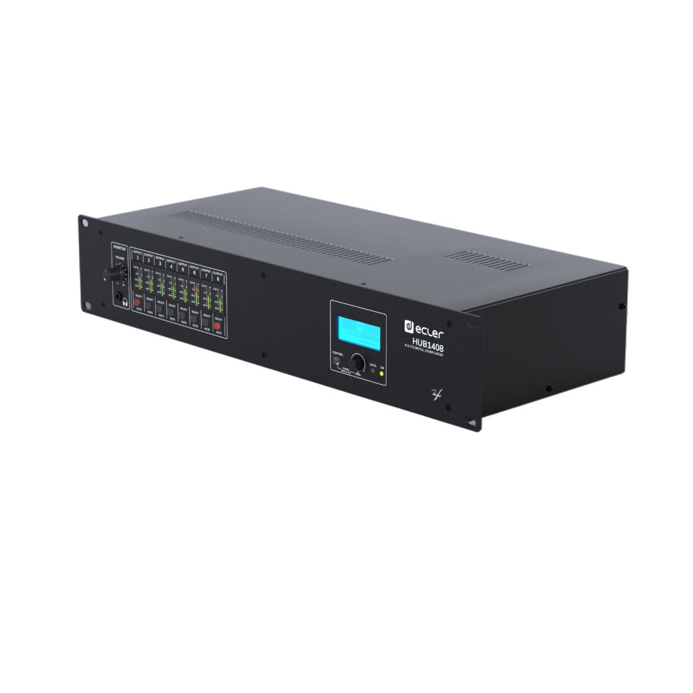 Ecler HUB1408 14x8 Digital Zoner With DSP, Remote Wall control and Paging Compatibility Ecler HUB1408 14x8 Digital Zone Mixer with DSP - Image 1