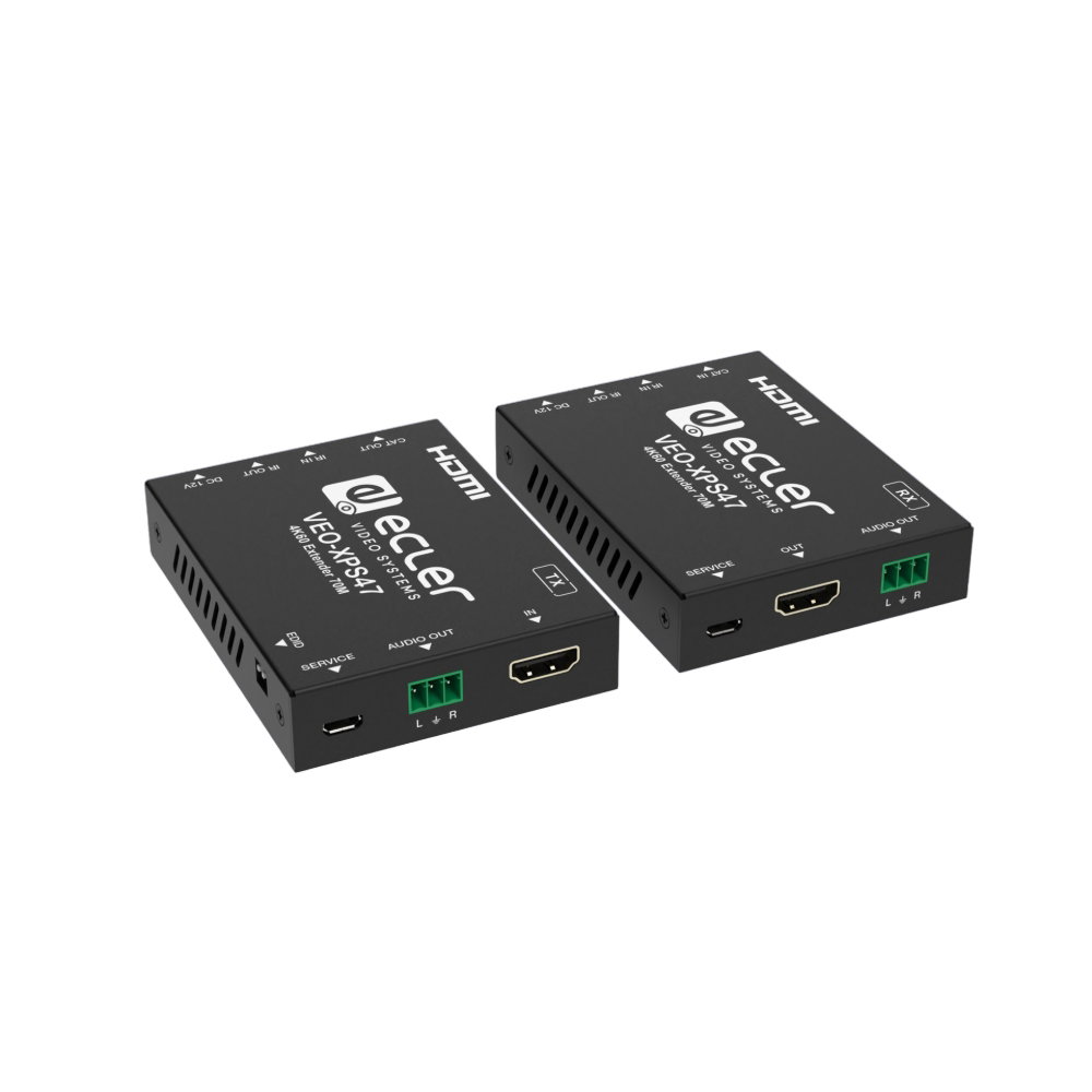 Ecler VEO-XPS47 4K Zero Latency Single CAT6 Extender Kit (max 120m) Ecler VEO-XPS47 4K HDMI over CAT6 Extender Kit - Image 1